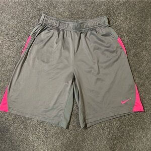Nike Gray and Pink Athletic Performance Shorts Boys XL